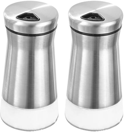 Laroal Pezzi saliera e pepiera con Foro di versamento Regolabile in Acciaio Inox Set con Bottiglia di Vetro distributore di spezie Accessori da Cucina per casa Cucina Ristorante