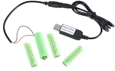 Uqezagpa Kits de eliminación de batería USB AA LR6 de 5 V a 6 V, convertidores de fuente de alimentación, 4 conectores AA LR6 de 1,5 V