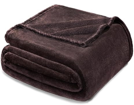 Exclusivo Mezcla Soft Fleece Queen Size Blanket for Bed, Coffee | 230x230 CM, Double-Sided Brushed Flannel Bed Blanket, Lightweight Plush Cozy Bed Throw for Bedroom, Machine Washable