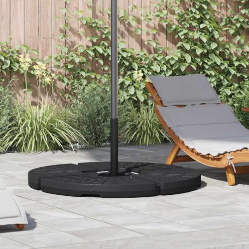 Teenpull Parasollstativ solformad, 4 stycken, svart, HDPE-plast, för trafikljus, väderbeständig, 72 kg sandfyllning, utomhusterrass, trädgård