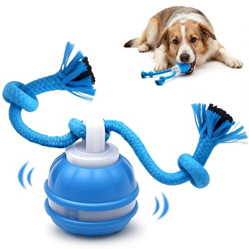 Dongcill Bola Rodante Automática,Juguetes Interactivos para Perros,con Cuerda y Sonido de Aves,3 Modos Inteligente Rodante,Recargables,Pelota Interactiva Perro, para Cachorros, Pequeños y Medianos