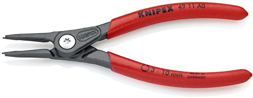 Knipex Pinza di Precisione per Anelli di Sicurezza per Anelli di Sicurezza Esterni Su Alberi Bonderizzata Grigia, Rivestiti in Resina Sintetica Antiscivolo 140 Mm 49 11 A0