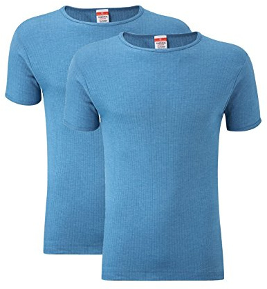 Heatwave® Pack of 2 Men's Thermal T Shirt, Warm Underwear Baselayer Thermals, Small Blue