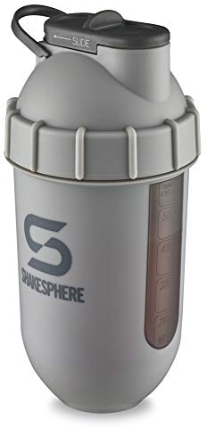 ShakeSphere Tumbler View: Protein Shaker Bottle with Side Window, 24oz ● Capsule Shape Mixing ● Easy Clean Up ● No Blending Ball Needed ● BPA Free ● Mix & Drink Shakes, Smoothies, More (Matte Gray)