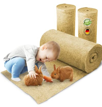 Nagerteppich aus 100% Hanf auf Rolle mit 10m Länge, 70cm Breite, 5mm dick Hanfteppich für alle Arten Kleintiere, Hanfmatte Nagermatte Nager-Teppich