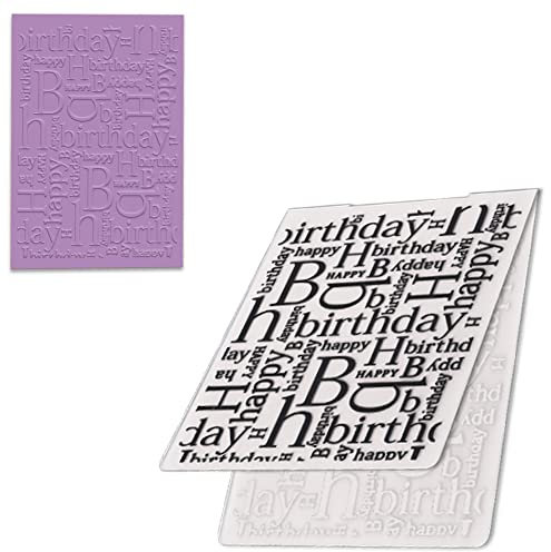 3-D texturerat intryck bakgrund präglingsmapp, grattis på födelsedagen ord mönster plast prägling mapp mall för korttillverkning scrapbooking papper hantverk album stämplar gör-det-själv inredning