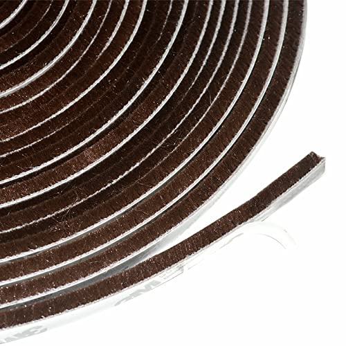 10M Guarnizione a Spazzola autoadesiva sigillante per Antivento Insonorizzato Anti-zanzara, Striscia di Tenuta per Porte Finestre Armadio e Guardaroba (7mm x 8mm, Castagna)
