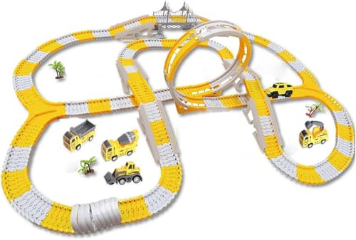 Yangers 335 stycken Byggleksaker för barn, Montering Bilbana Motorfordon Leksaker för utbildning Flexibelt spar Interaktiva leksaker Gåvor för DIY Järnväg bil car race track för 2+ år gamla