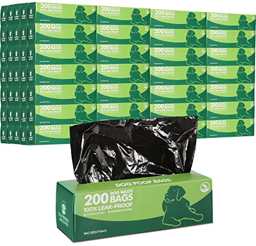 Sherr 20 Boxed Rolls 4000 Counts Dog Poop Bags Bulk Leak Proof Dog Waste Bags Universal Pet Doggy Waste Poop Box for Puppy Pets Outdoor Walking and Travel, 20 Rolls of 200(Black)