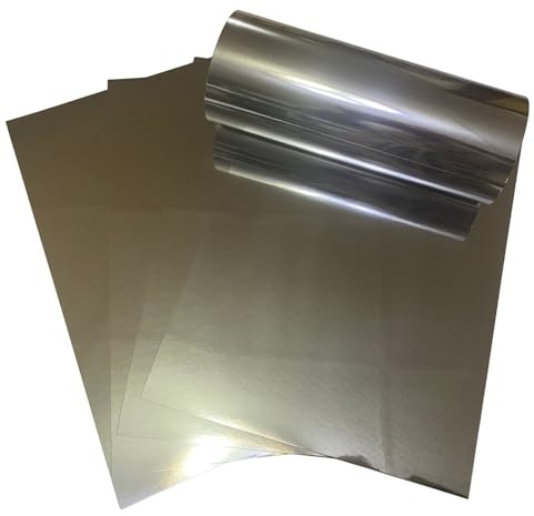 ASENME Papel de cartulina con efecto espejo, 20 hojas - 250 gramos Cartulinas (Plata, A4/20 Unidades)