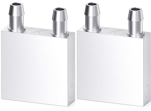 CLDIY Aluminium Water Cooling Block, Liquid Water Cooler, Heatsink System for PC, Computer, CPU, Graphics, Heatsink, Endothermic Head, Silver (40 mm x 40 mm x 12 mm), Pack of 2