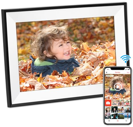 Hesmor Frameo 10,1 Zoll Digitaler Bilderrahmen WLAN, 1280x800 HD IPS Touchscreen Digitale Bilderrahmen, Automatische Rotation, 32GB Speicher, Teilen Sie Fotos sofort von überall, Schwarz & Weiß