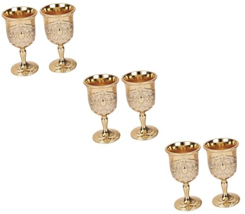 Amosfun 3 Ensembles Gobelet Vintage Verre Vintage Verre Whisky Shot Verre Verres À Cocktail Vintage Gobelet De Style Rétro Calice Porte-vin Rouge Gobelet De Fête Métal Golden 2 Pièces * 3