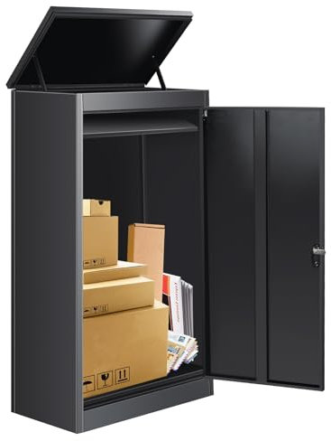 Scatola per pacchi in acciaio inox, per esterni, extra grande, con stoccaggio sicuro, impermeabile, per esterni (53 x 42 x 107 cm)