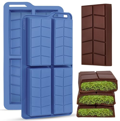 ZONBBEE Deep Chocolate Bar Moulds,Silicone Big and Thick 0.82inch Chocolate Mold Reusable for Baking Pistachio Candy Snacks