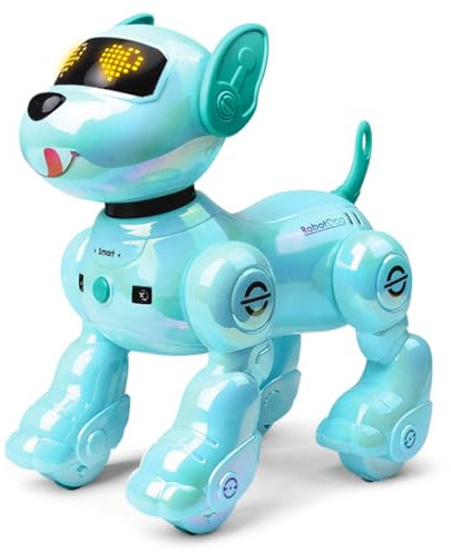 VATOS Roboter Hund für Kinder mit 2 Batterien,Programmierbarer Ferngesteuerte Roboterhund mit 17 Interaktiven Funktionen,Singender Tanzender Laufender Roboterhund Spielzeug Geschenk für Kinder 3-12