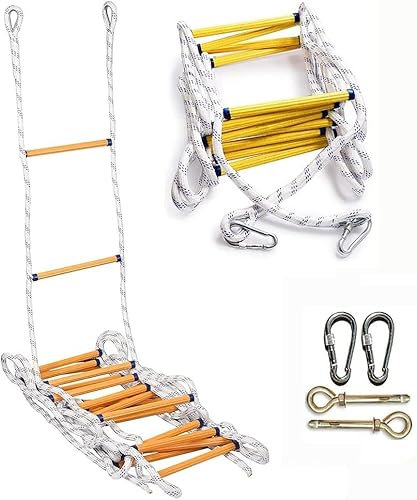 LUMSGN Échelle de Corde, échelles de Secours, échelle de Corde pour Adultes, échelle de sécurité pour Secours, échelles de Secours à 2/3/4 étages, résistantes aux Flammes, échelle de Corde d'évacua