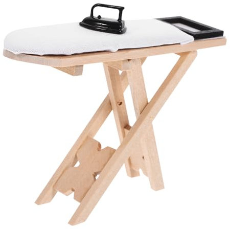 FUNNETOYU Mini Ironing Board Playset Ironing Table Toy for Boys and Girls Dollhouse