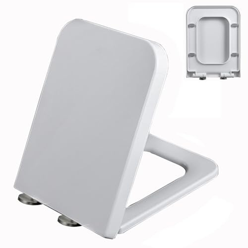 Siège de Toilette à Fermeture Douce avec charnière réglable et Installation à dégagement Rapide Matériau PP épais pour ne jamais desserrer Couvercle carré Arrondi