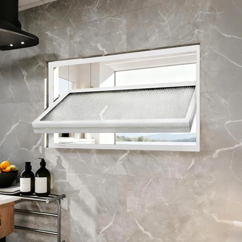 Finestra In Metallo Rettangolare Girevole A 360°, Finestra A Battente Girevole, Vetro Per La Privacy, Finestra Di Ventilazione Incorporata Per Casa Mobile Bagno Cantina Capannone(White,50x30cm)