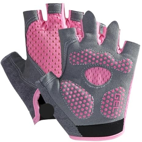 YUSUZH 2 par golf halvfingerhandskar för barn vänster höger handske utomhussport andas barn för nybörjare och proffs (rosa, L)