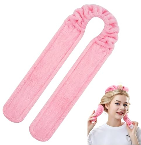 MNYXIS Bigodino Lungo per Boccoli Senza Calore, Bigodini Morbidi per Dormire in Flanella Rosa, Fascia Arricciacapelli Donna per Capelli Mossi e Ricci, Heatless Curls per Onde Naturali, 102x10cm