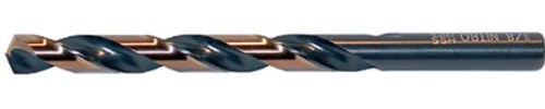 Drillco 480N Series High-Speed Steel Nitro Heavy Duty Jobber Drill Bit, Black/Gold Oxide Finish, Round Shank, Spiral Flute, 135 Degree Split Point, #10 Size (Pack of 12)