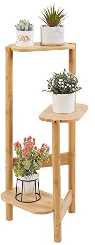Medla 3 Tier Plant Stand Corner, Bamboo Plant Shelf Rack Triple Pot Stand Holder Indoor Plant Ladder Shelf Flower Display Rack for Patio Living Room