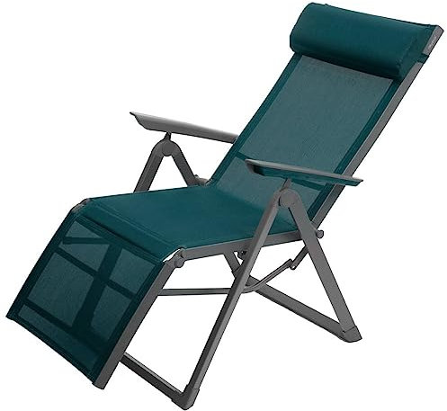 Hespéride - Fauteuil de Jardin Inclinable Decima Bleu Canard et Graphite - 81 X 59 X 98 cm - Mobilier d'Extérieur pour Terrasse Balcon Patio
