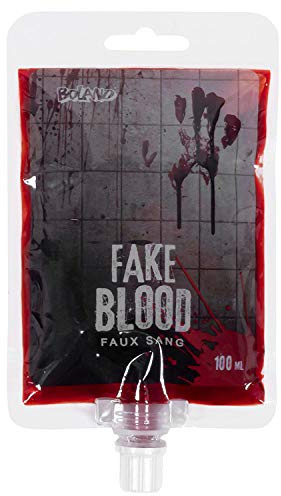 Boland 45159 - Sangre teatral en bolsa, contenido 100 ml, soluble en agua, sangre artificial, fakeblood, herida, lesiones, maquillaje, Halloween, carnaval, fiesta temática, teatro, escenario