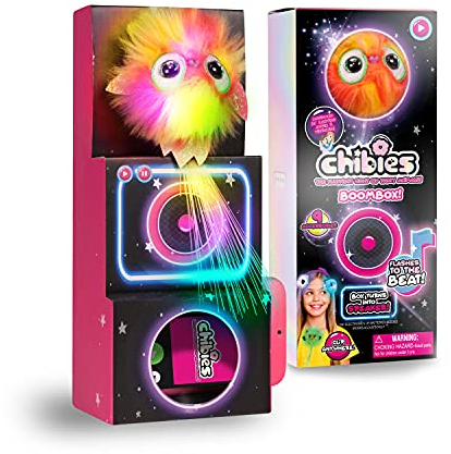 CHIBIES Boom Box - Sparkle | Cute Fluffy Party Pets That Flash to the Beat of Music | Interactive Animal Soft Toy Characters