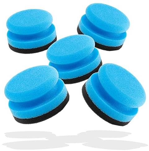 detailmate Entretien de Voiture - Fabriqué en Allemagne - Lot de 5 éponges de Polissage en Mousse de qualité supérieure pour Polissage à la Main, Cire, applicateur Produits Soins (Medium/Soft Ø90mm)