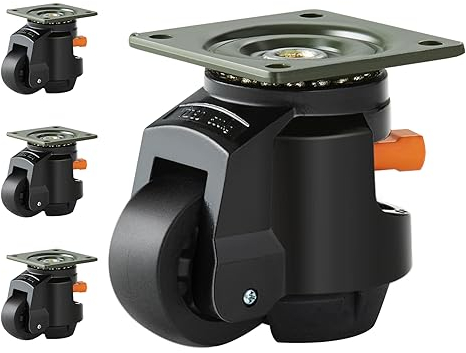 VEVOR Leveling Casters, Set of 4, 2200 lbs Total Load Capacity, 2.5 inches, Heavy Duty with Upgraded Handle Design, 360 Degree Swivel Caster Wheels, Adjustable Casters with Feet for Workbench, Machine