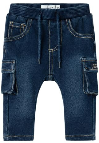 NAME IT NBMBEN Bag SWE Cargo Jeans 2770-TR Noos Enfiler, Dark Blue Denim, 56 Bébés garçons