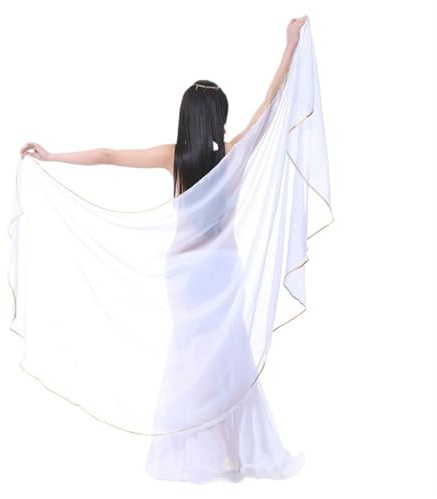 LPHFDCS Belly Dance slöja – vit chiffongsjal – 250 x 12 cm – danshalsduk