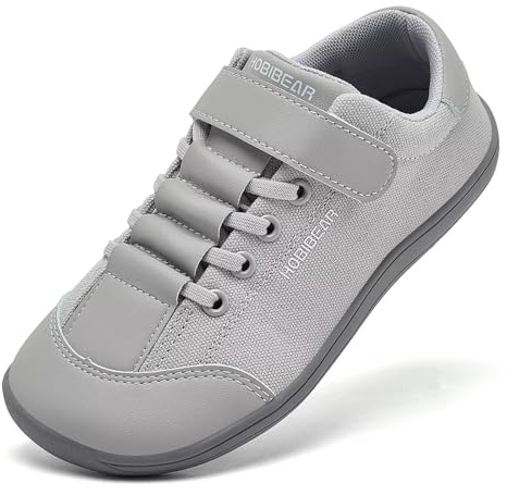 HOBIBEAR Kids Barefoot Shoes Wide Minimalist Zero Drop Sneaker for Boys Girls Grey