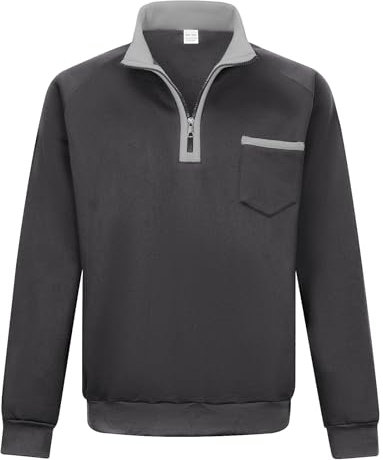 MANLUODANNI Pullover Herren Sweatshirt Herren mit reißverschluss Outdoor Longsleeve mit Tasche Sweatshirt Dark Grey XL