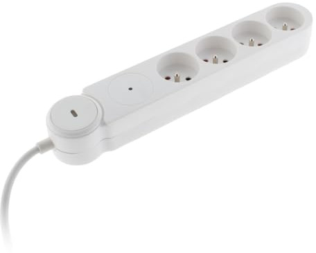 Zenitech - Multiprise parafoudre Iota 4x16A + Interrupteur - Blanc