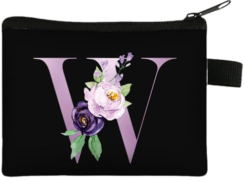 FAVORTALK Small Purse for Girls Soft Coin Pouch with Zipper Mini Coin Bags Portable Coin Purse with Zipper for Women Coin Wallet Black Change Pouch for Credit Cards Keys Cash Initial Purses - 43425