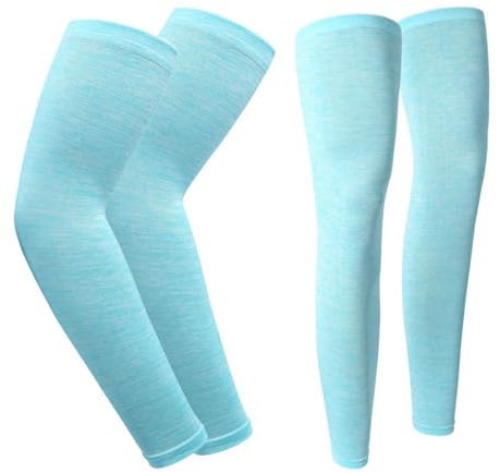 Hotfiary 1 Paio di Manicotti a Compressione per Le Gambe e Le Braccia per Uomini, Donne e Giovani, Manicotti di Raffreddamento con Protezione UV per Lo Sport All'aperto, Manicotti Lunghi per la Corsa