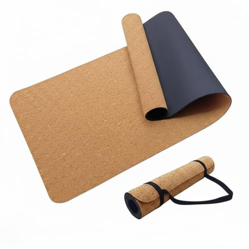 Cork Yoga & Pilates Mat – Eco-Friendly Non-Slip Cork with TPE Backing – 183x61.5cm – Includes Free Carry Strap – Lightweight & Durable – Recycled Packaging – (Design Blank)