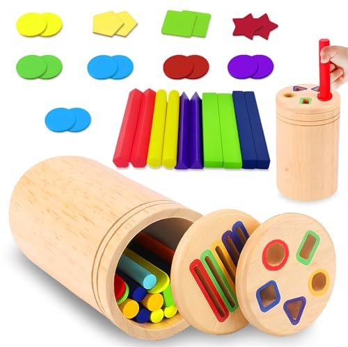 AMFUN Montessori leksak från 1 år, sorteringsspel, träsortering och stapelleksak för 1 2 3 år