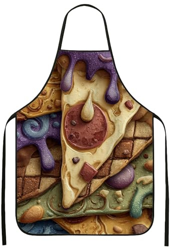 Delantales coloridos para cocinar, divertido diseño de pizza, delantal lavable para adultos, diseño culinario, delantal lavable para asar Bakin, Con color, 24x31 Inch