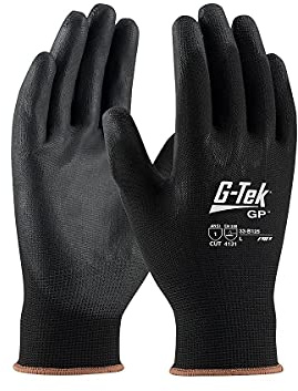 G-Tek 33-B125/M ONX Seamless Knit Nylon Gloves with Polyurethane Coated Palm and Fingers, Black, Medium, 1-Dozen