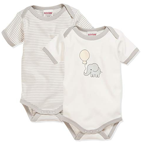 Playshoes Pack Múltiple de Body Para Bebé Bodis de Manga Corta Pack de 13, Unisex niños, Natural manga 1/4 pack de 2 elefantes, 62-68
