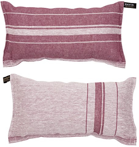 Jokipian Linea Coussin de sauna et de voyage en lin naturel/prune foncé Accessoire de sauna fabriqué en Finlande