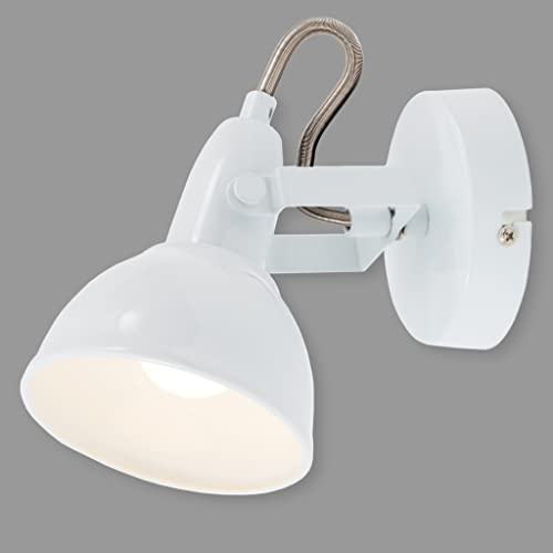 BRILONER - Wandleuchte Innen schwenkbar, Vintage, E14 Fassung, max. 40 Watt, Wandlampe innen, Wandstrahler innen, Wandlicht, Wandbeleuchtung, Schlafzimmer, Flurlampe, Wall Light, 15,6x10 cm, Weiß