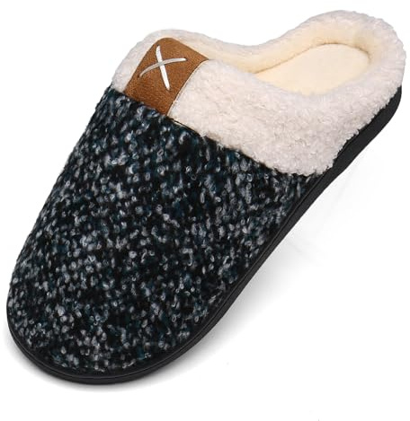 Mishansha Zapatillas de Casa Hombre Cálido Memory Foam Pantuflas Mujer Invierno Calientes Slippers,Turquesa,46/47