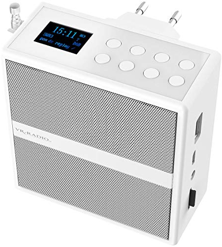 VR-Radio Radio da cucina - Radio da bagno: Presa radio con DAB + / FM, Bluetooth, USB, Vivavoce e batteria, 6 W. (Radio da bagno DAB +, Presa radio bagno, altoparlante Per Tavoletta)