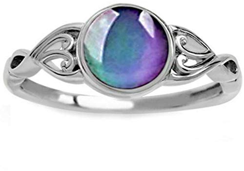 Jude Jewelers Round Shape Simulated Moon Stone Color Changing Mood Ring (Silver, 4)